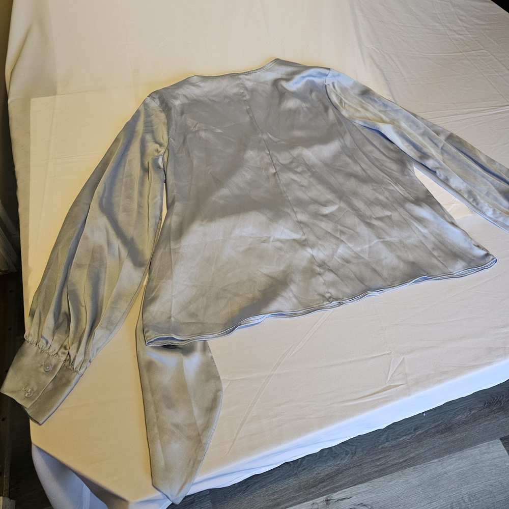 Worthington Soft Blue Wrap Blouse - Picture 11 of 16
